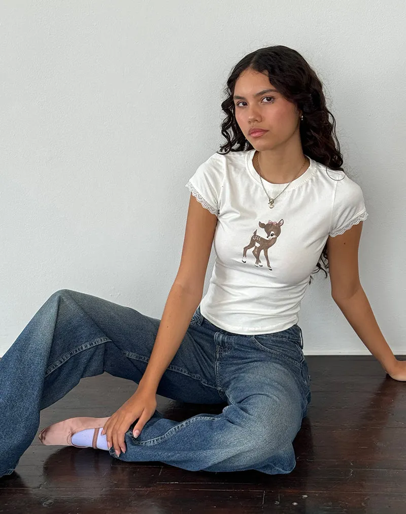 Izzy Top in Off White Deer Print