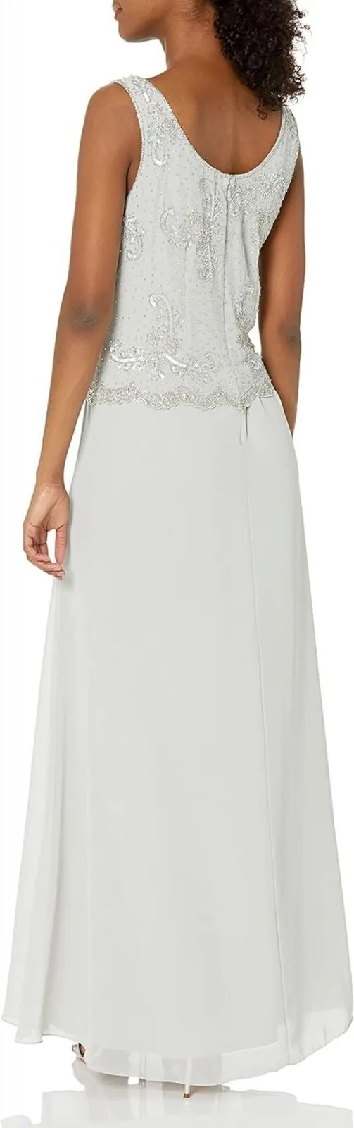 J Kara Womens Beaded Gown Dress with Dress Silver Gray / Multi 10