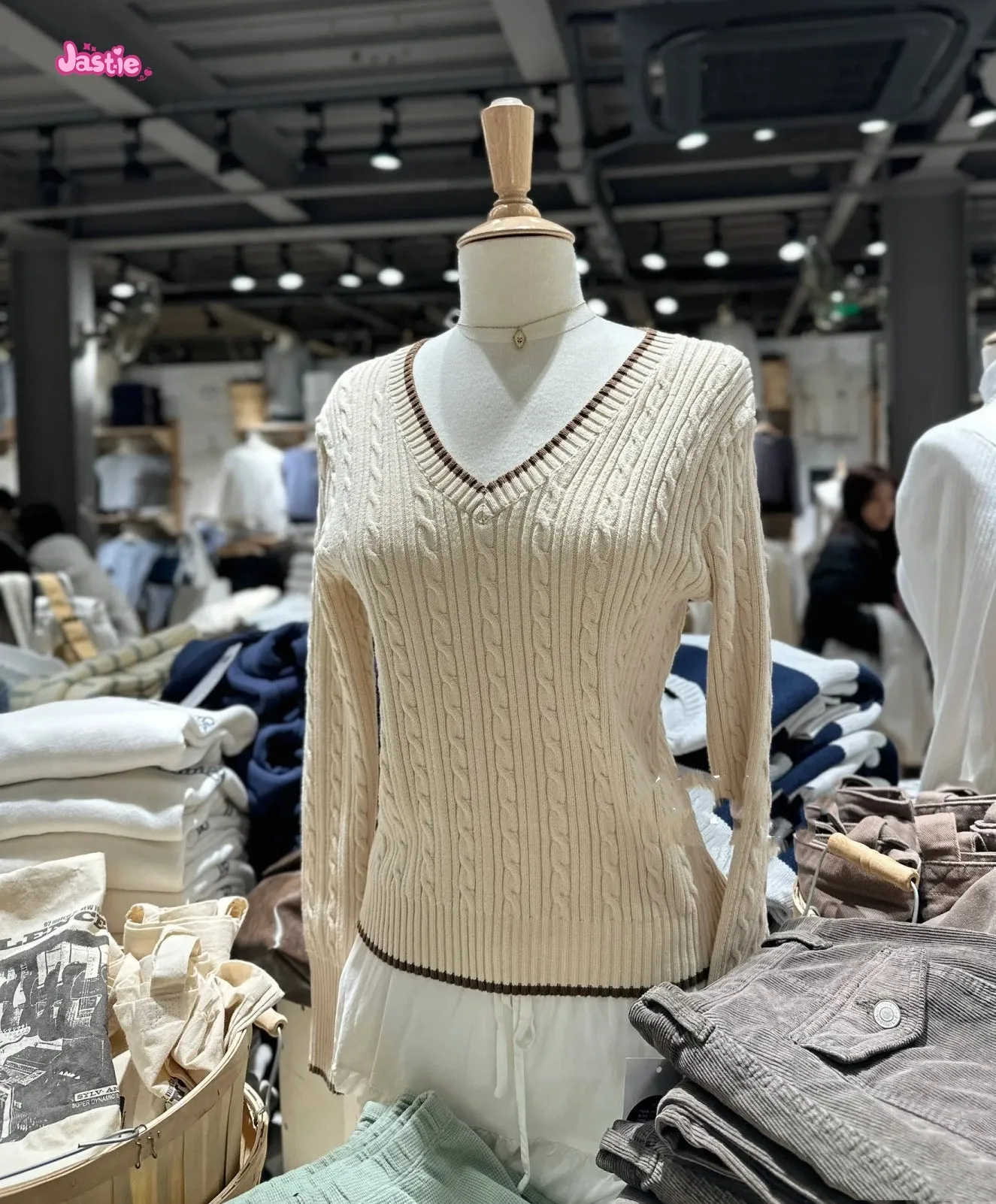 JazzHer American Retro Autumn New Khaki Sweater V-neck Slim Twisted Knitted Top Woman Solid Color Chic Fashion Streetwar  Y2K Pullovers