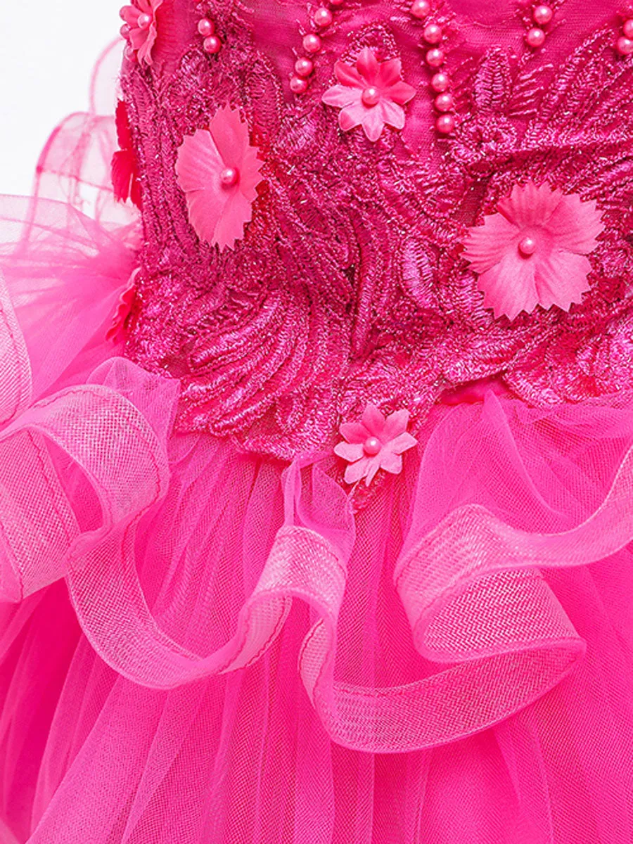 Jewel Neck Tulle Sleeveless Short Princess Beaded Kids Party Dresses