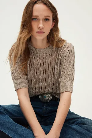 JOSELLE GOLD-TONE KNIT SWEATER