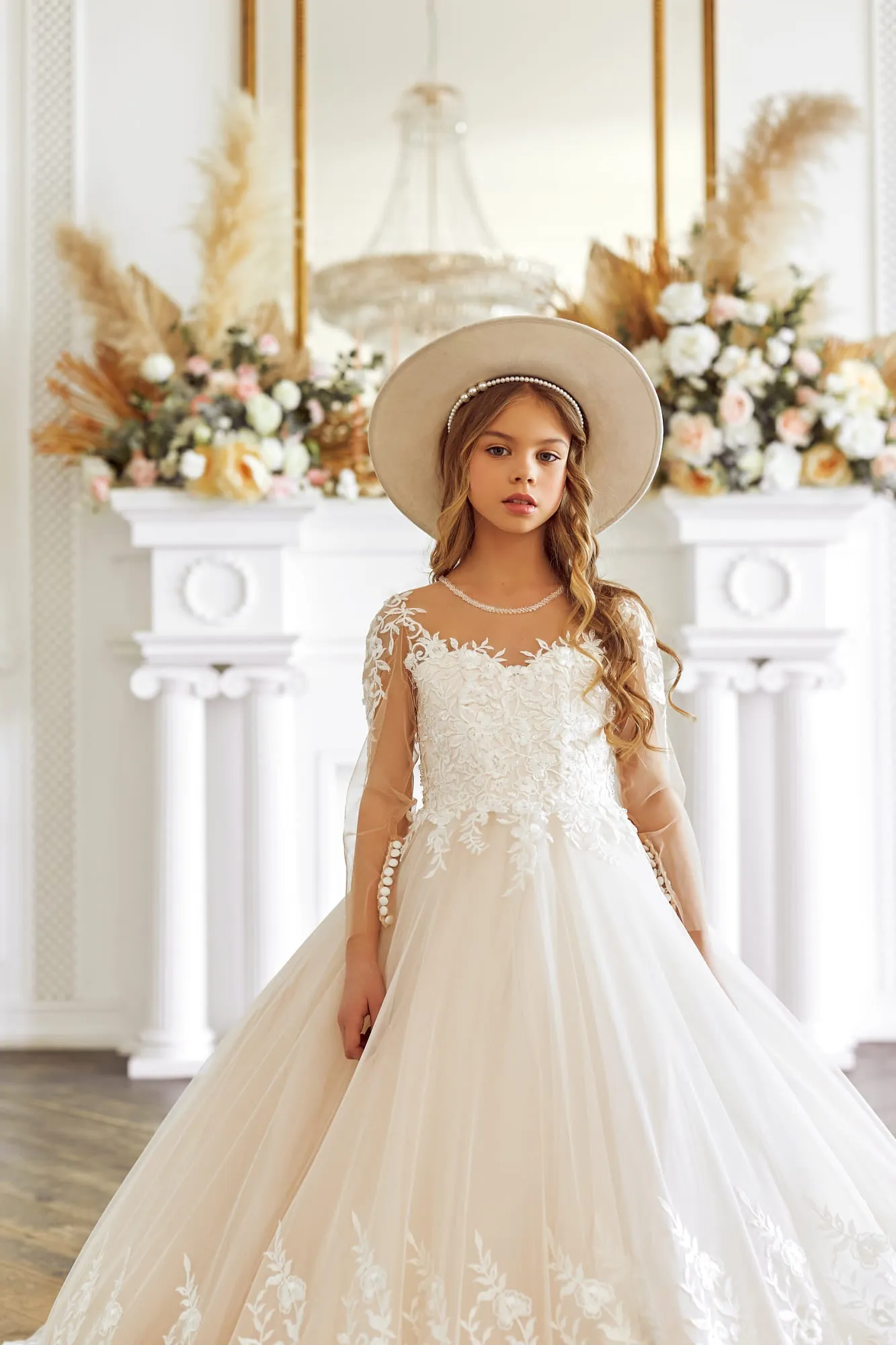 Junior Bridesmaid Lace Ballgown Dress