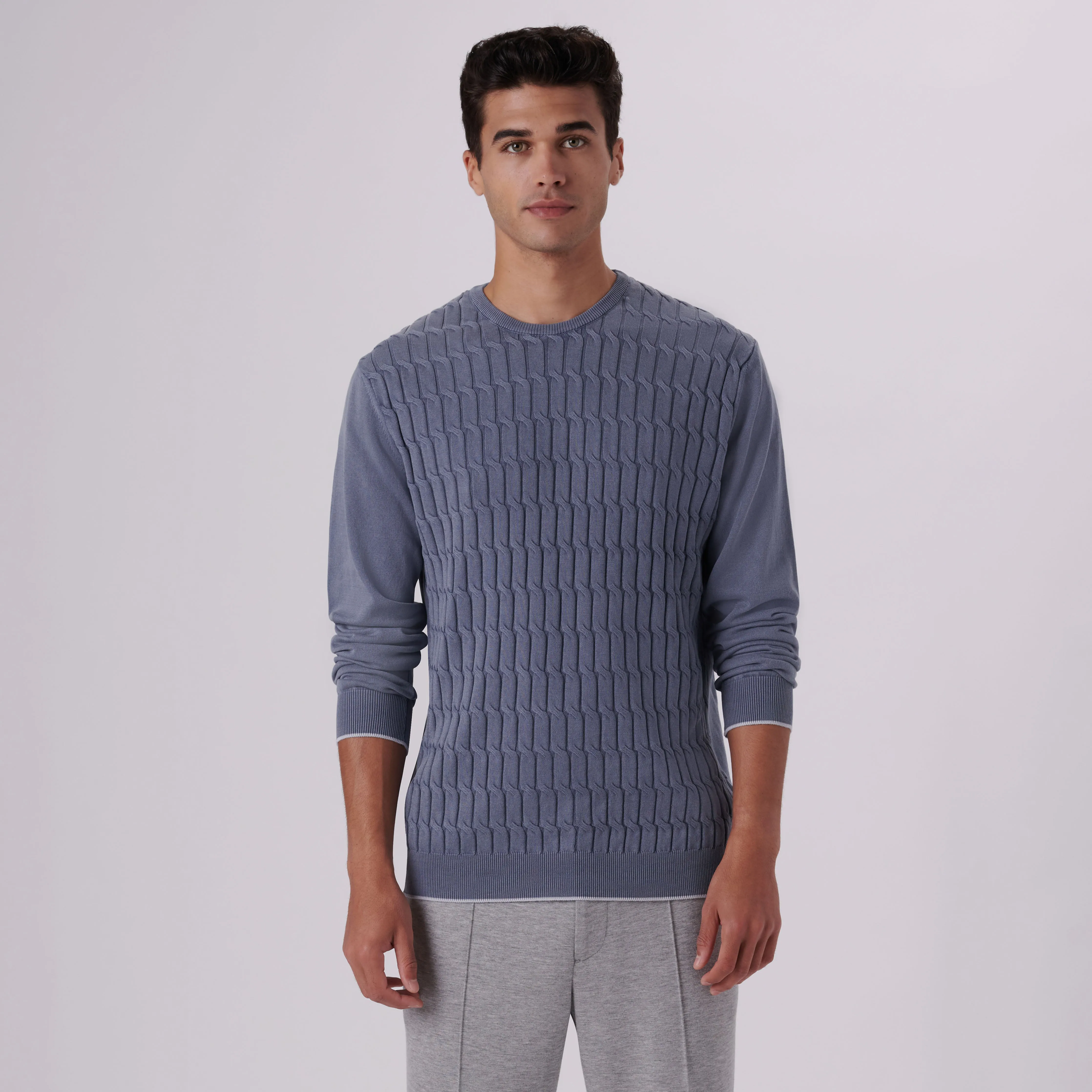 Knit Stitch Crew Neck Sweater
