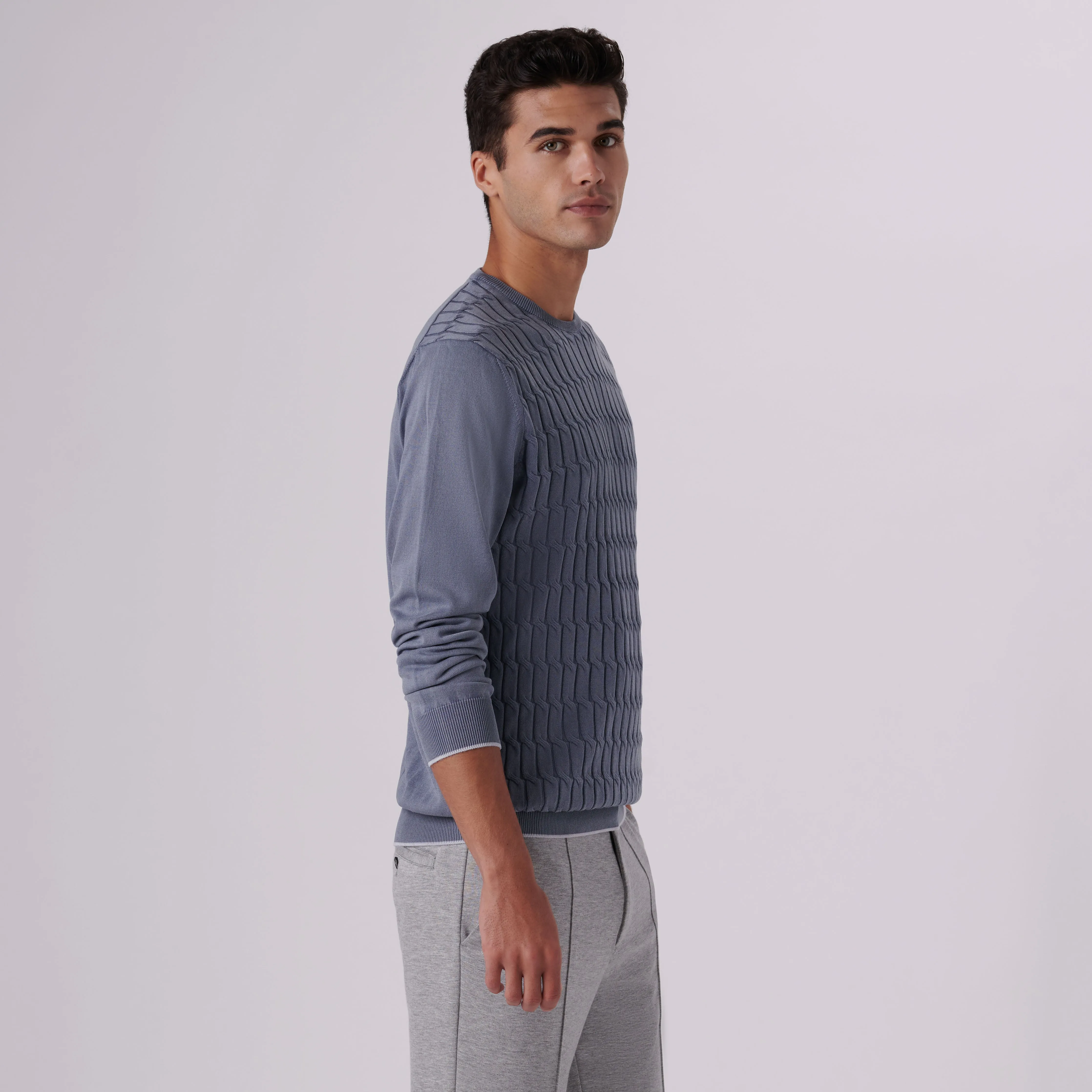 Knit Stitch Crew Neck Sweater