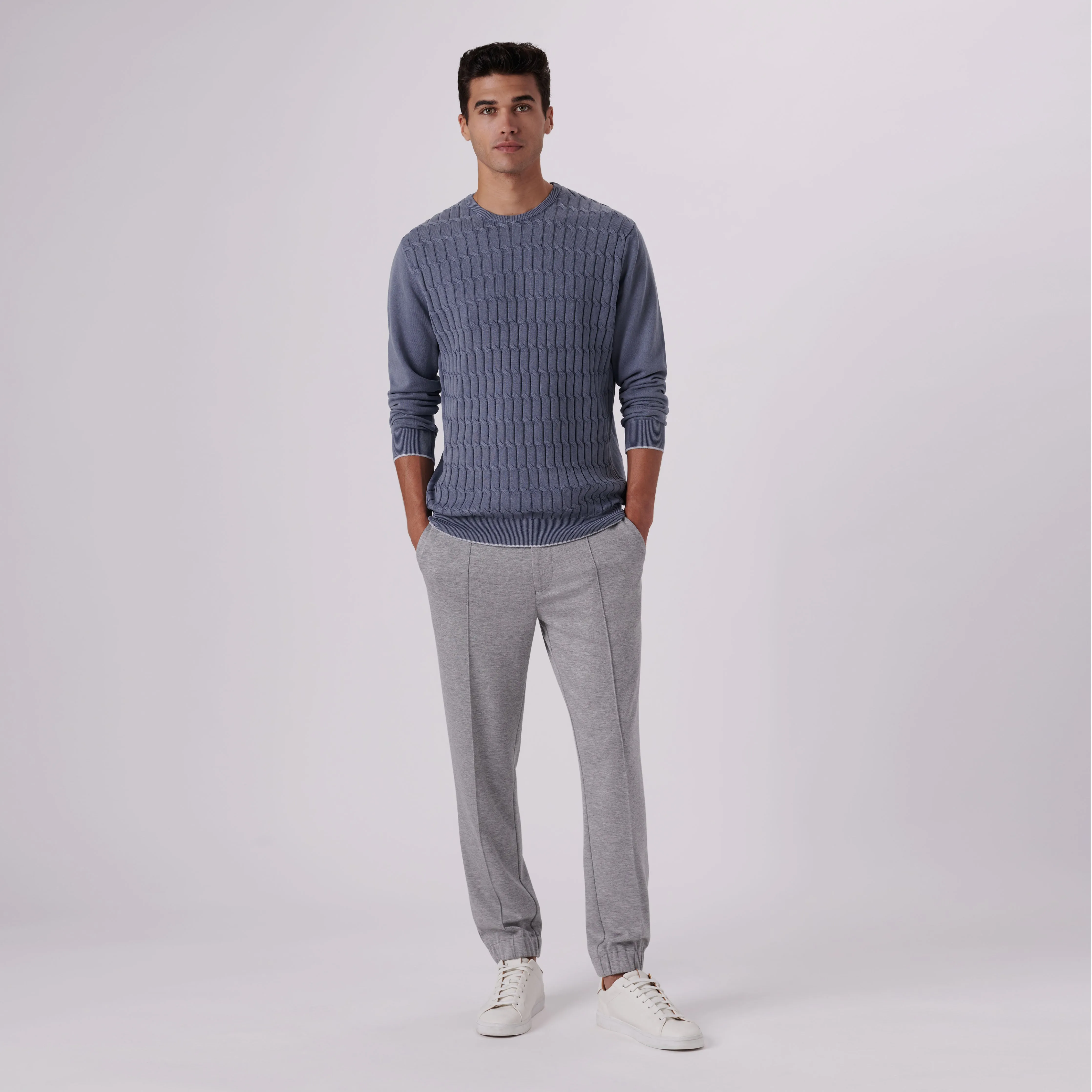 Knit Stitch Crew Neck Sweater