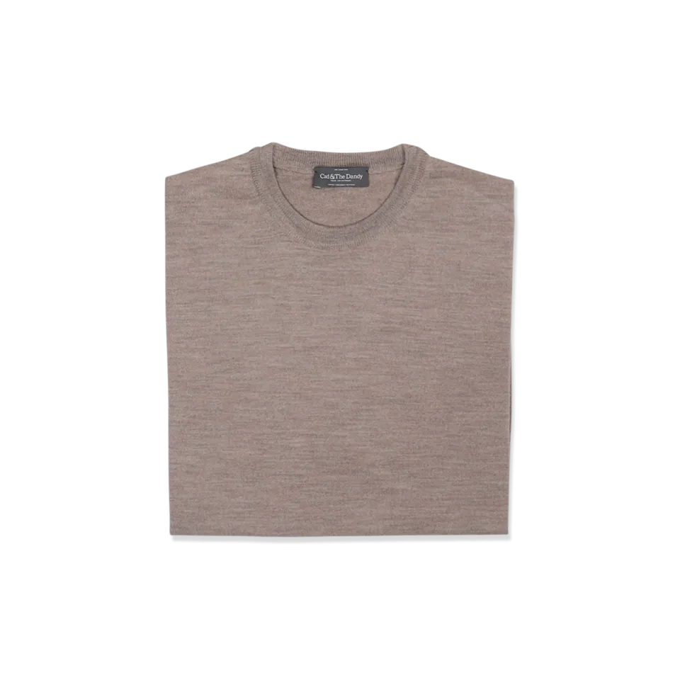 Knitted T-Shirt in Fawn Merino Wool