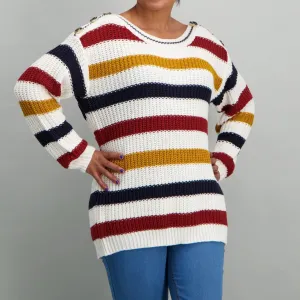 Ladies Buttoned Pullover - Multi