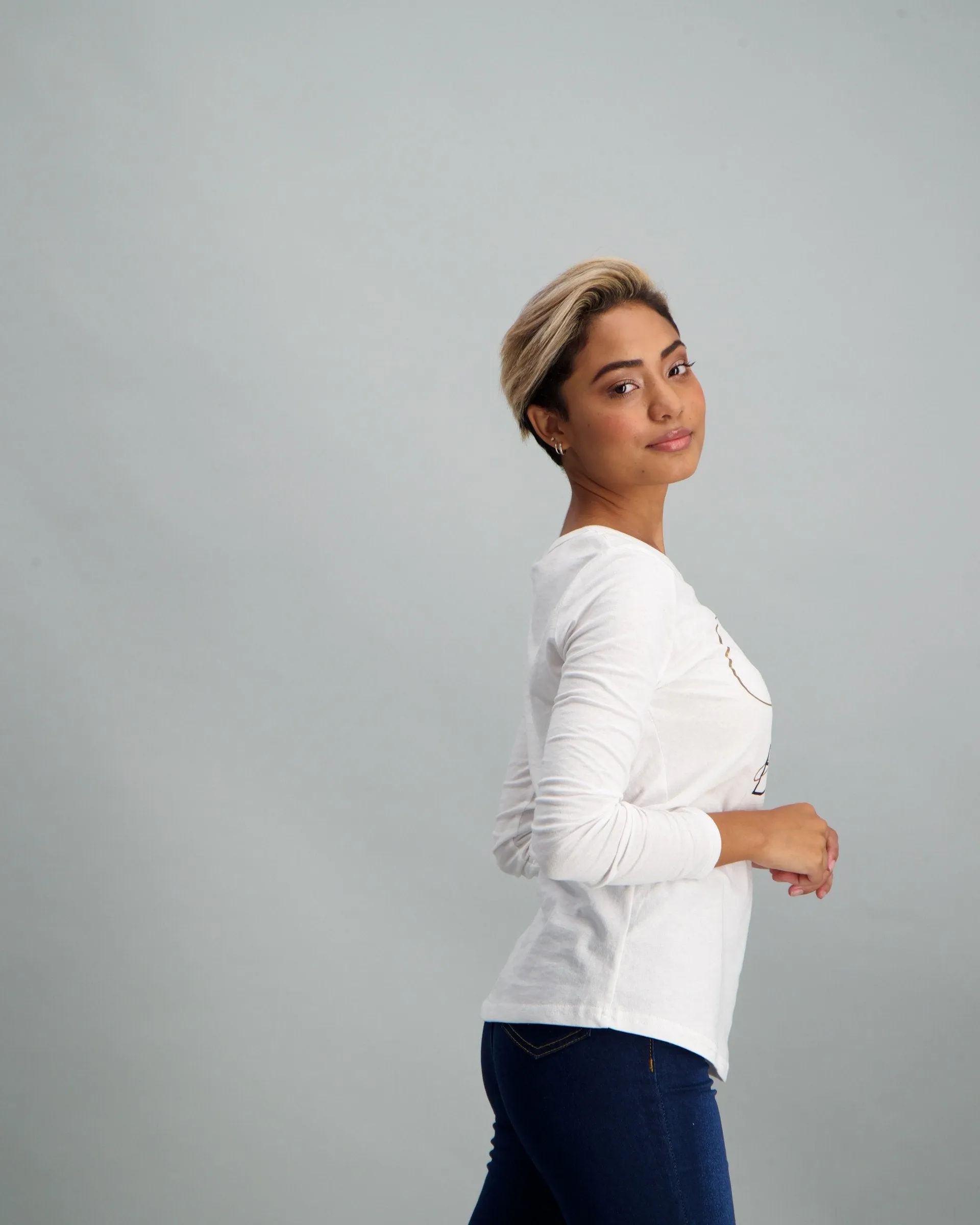 Ladies Long Sleeve Girl Boss T-Shirt - White