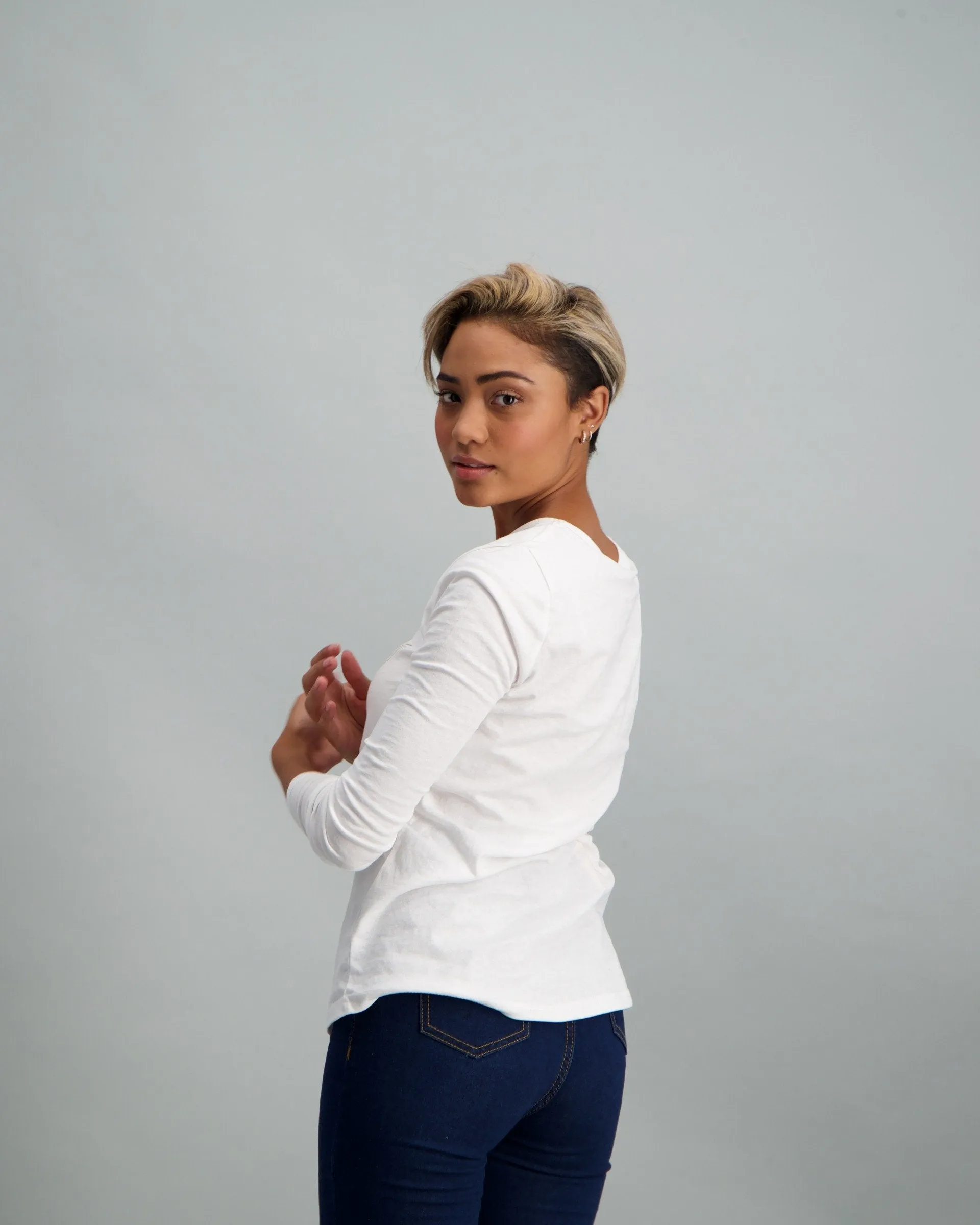 Ladies Long Sleeve Girl Boss T-Shirt - White