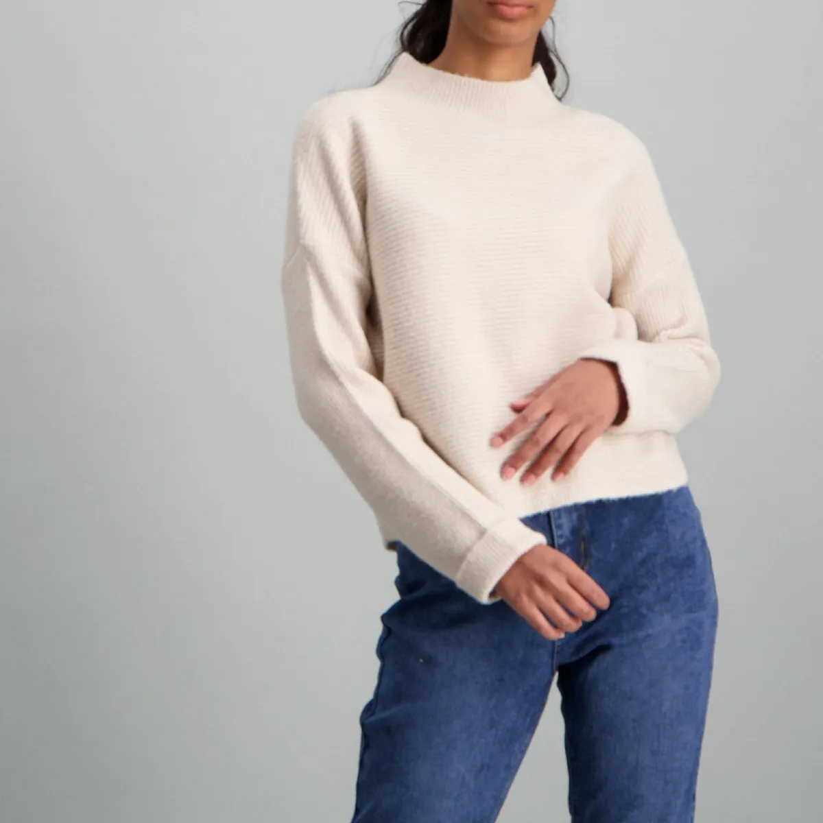 Ladies-Reverse Knit Turtle Neck Pullover