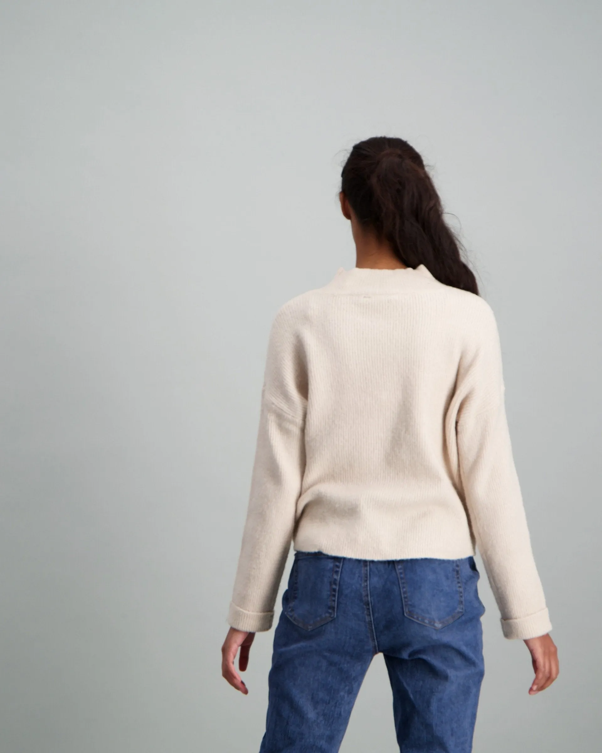 Ladies-Reverse Knit Turtle Neck Pullover
