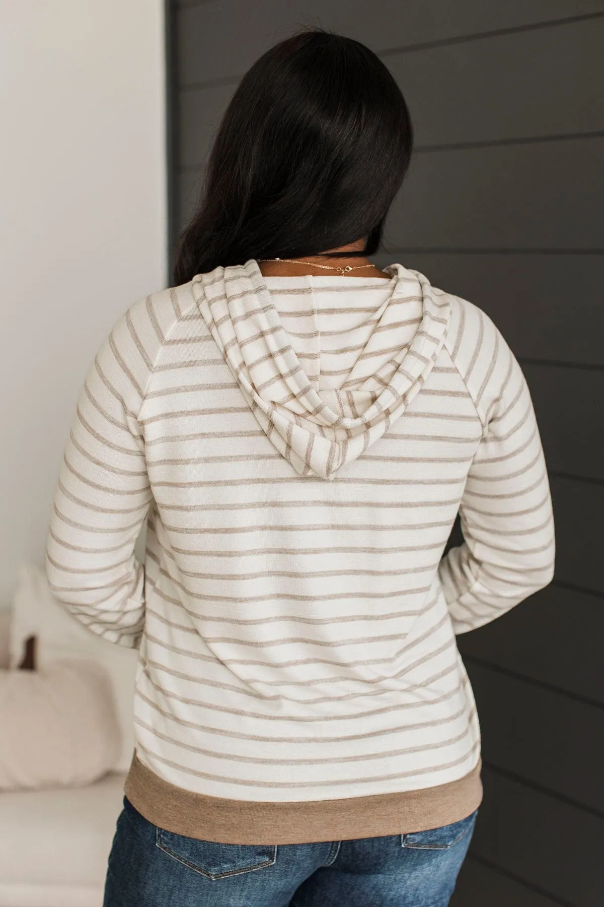 Left Nothing Behind Hooded Top- Off-White & Taupe