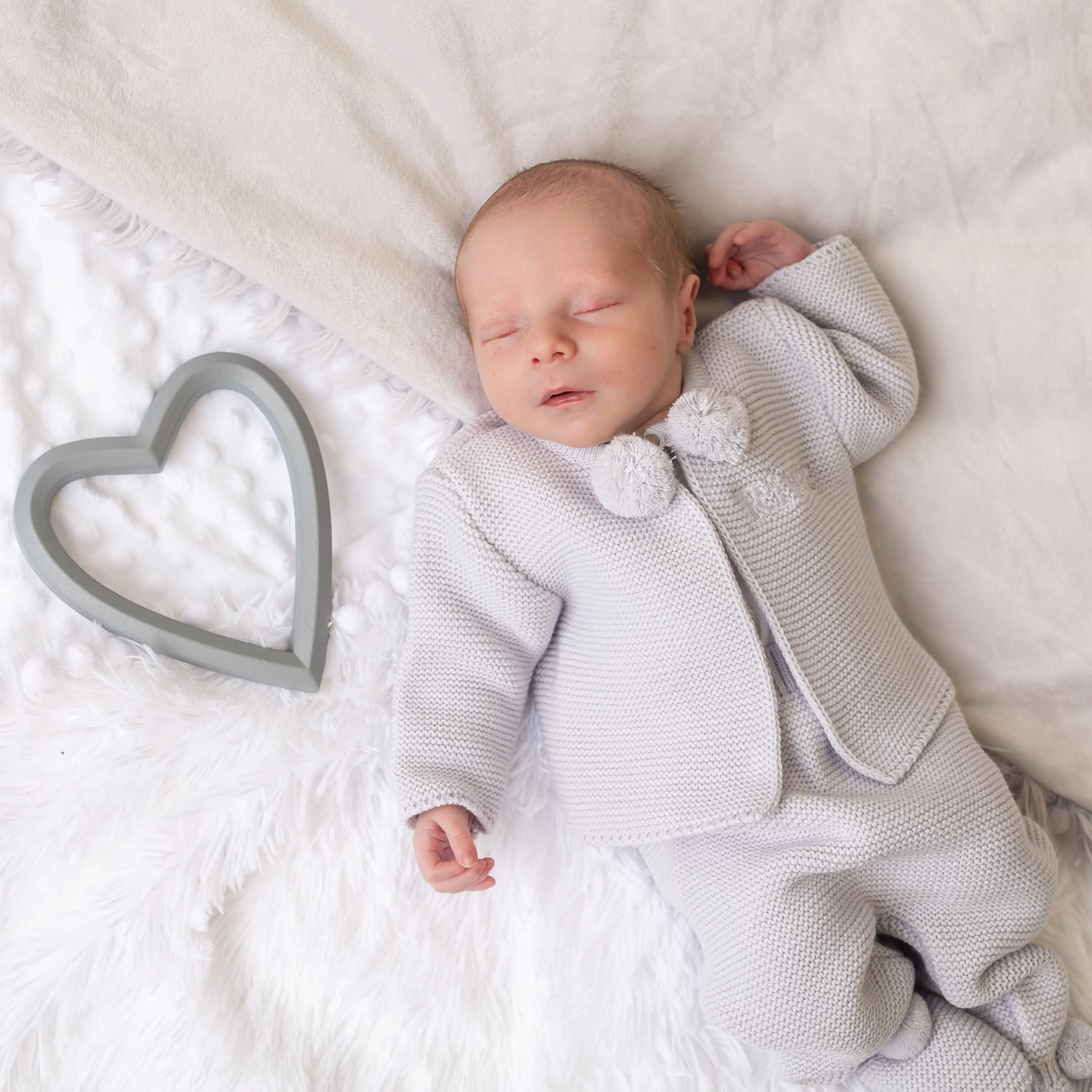 Light Grey Knitted Pom 2 Piece Outfit