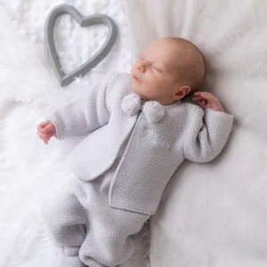 Light Grey Knitted Pom 2 Piece Outfit