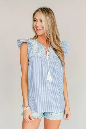 Live Simply Striped Blouse- Navy & Off-White