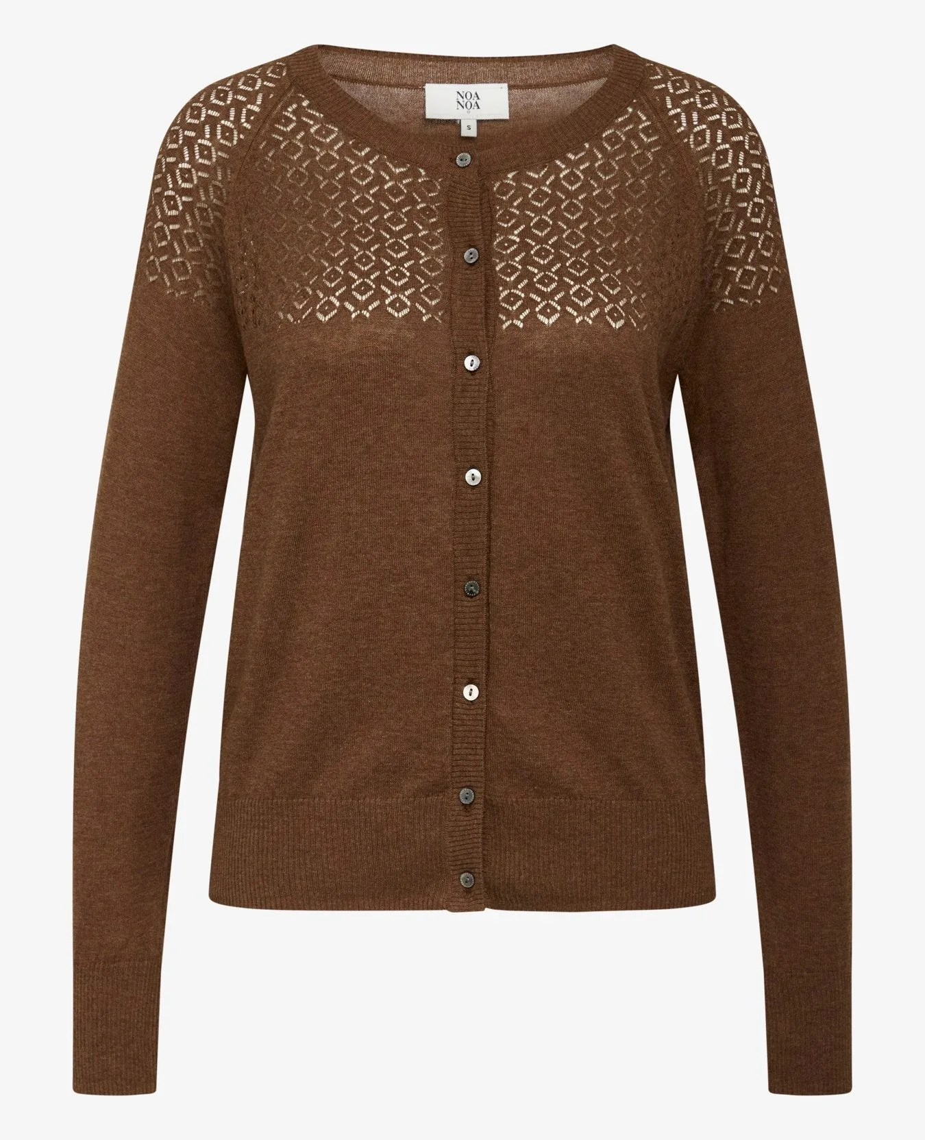 LOUISANN KNITTED POINTELLE CARDIGAN