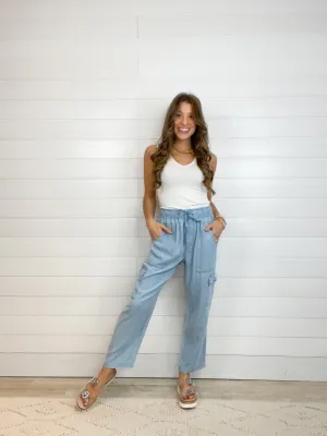 Lunay Tencel Drawstring Cargo Trousers