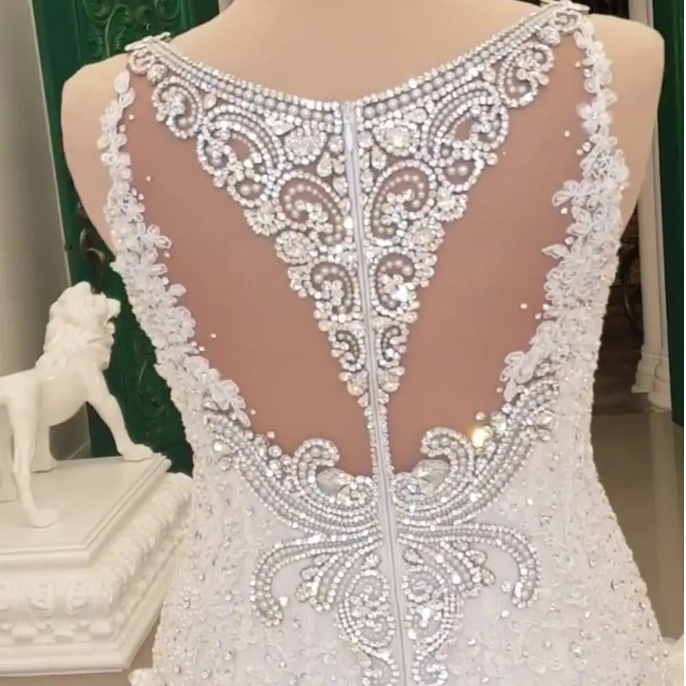 luxury wedding dresses ball gown 2020 crystals mermaid beaded lace appliqué sparkle elegant wedding gown