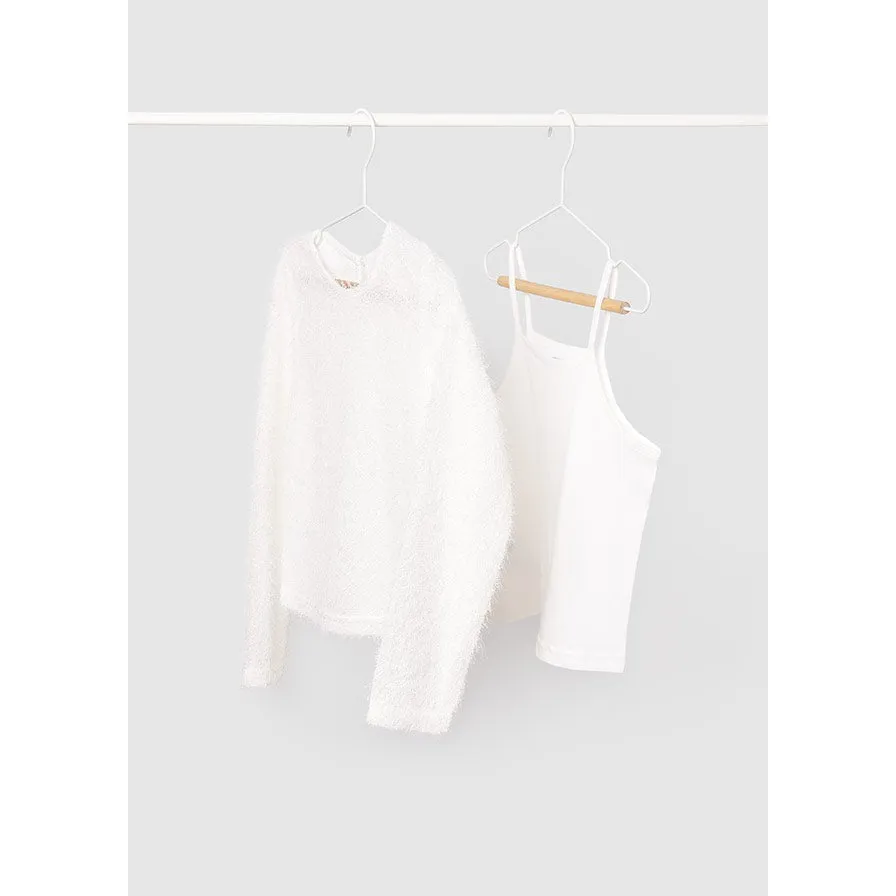 Mayoral Off White Long Sleeve Sweater with Undershirt