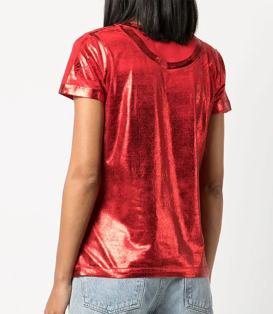 Metallic Coated Cotton T-Shirt