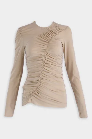 Metallic Jersey Ruched Top in Gold