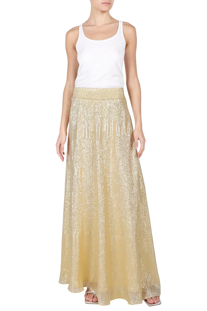 Metallic Lamé Sweep Skirt