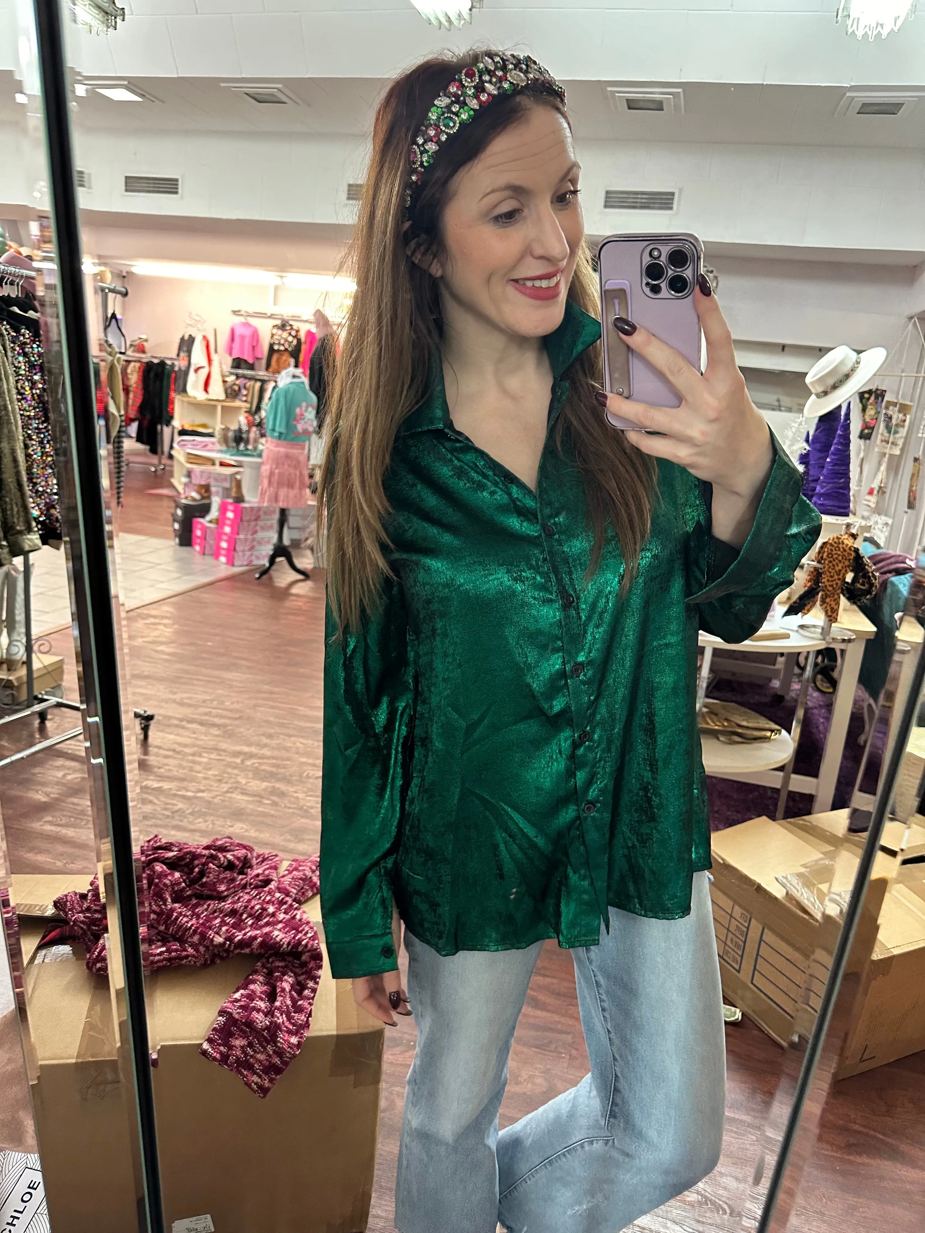 Metallic Mix Top: Green