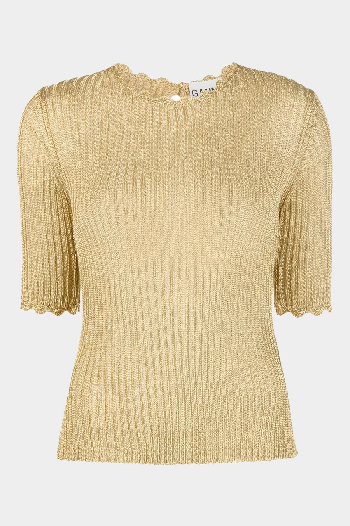 Metallic Open Back Blouse in Gold