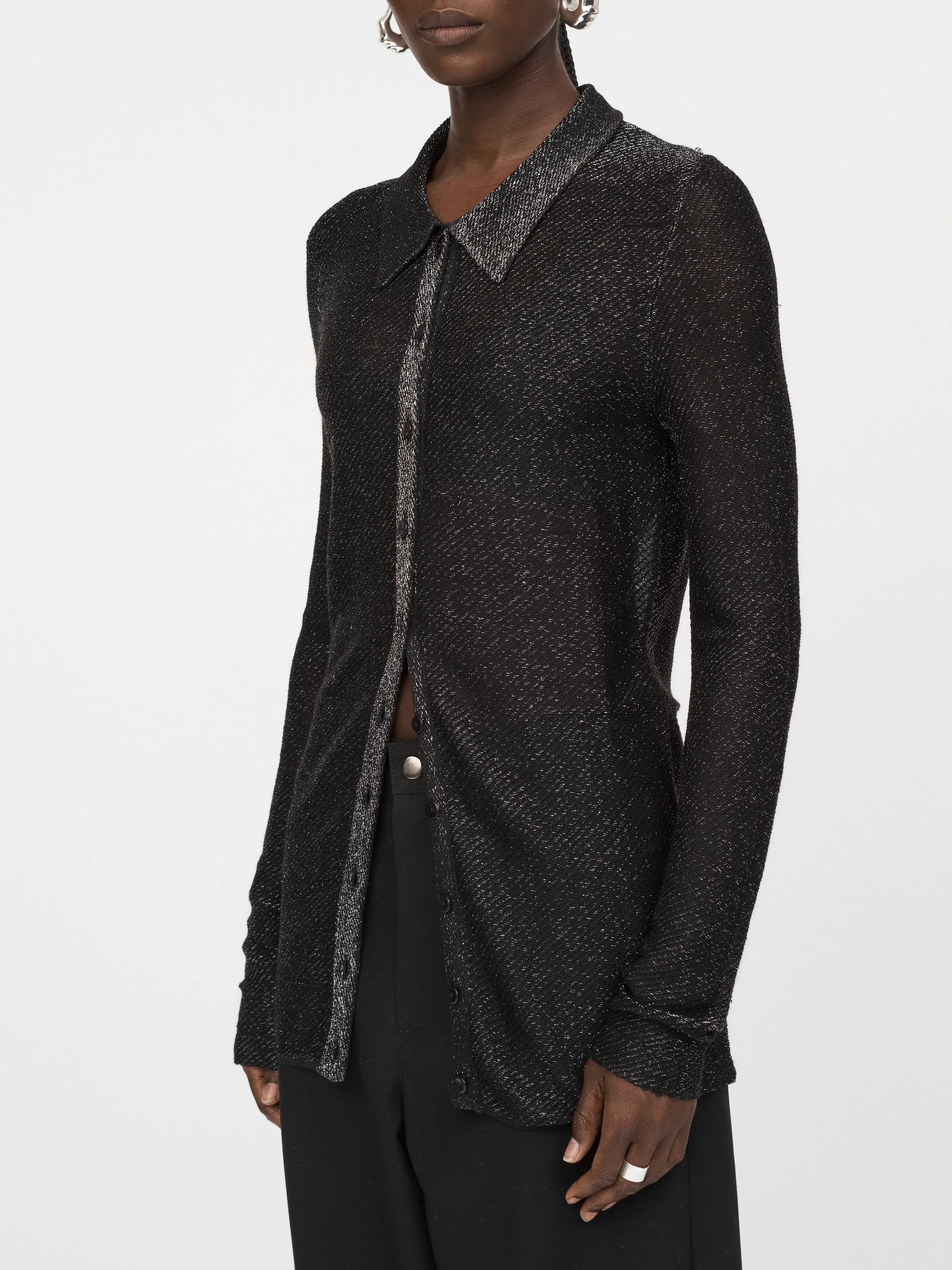 Metallic Shirt in Black Metallic