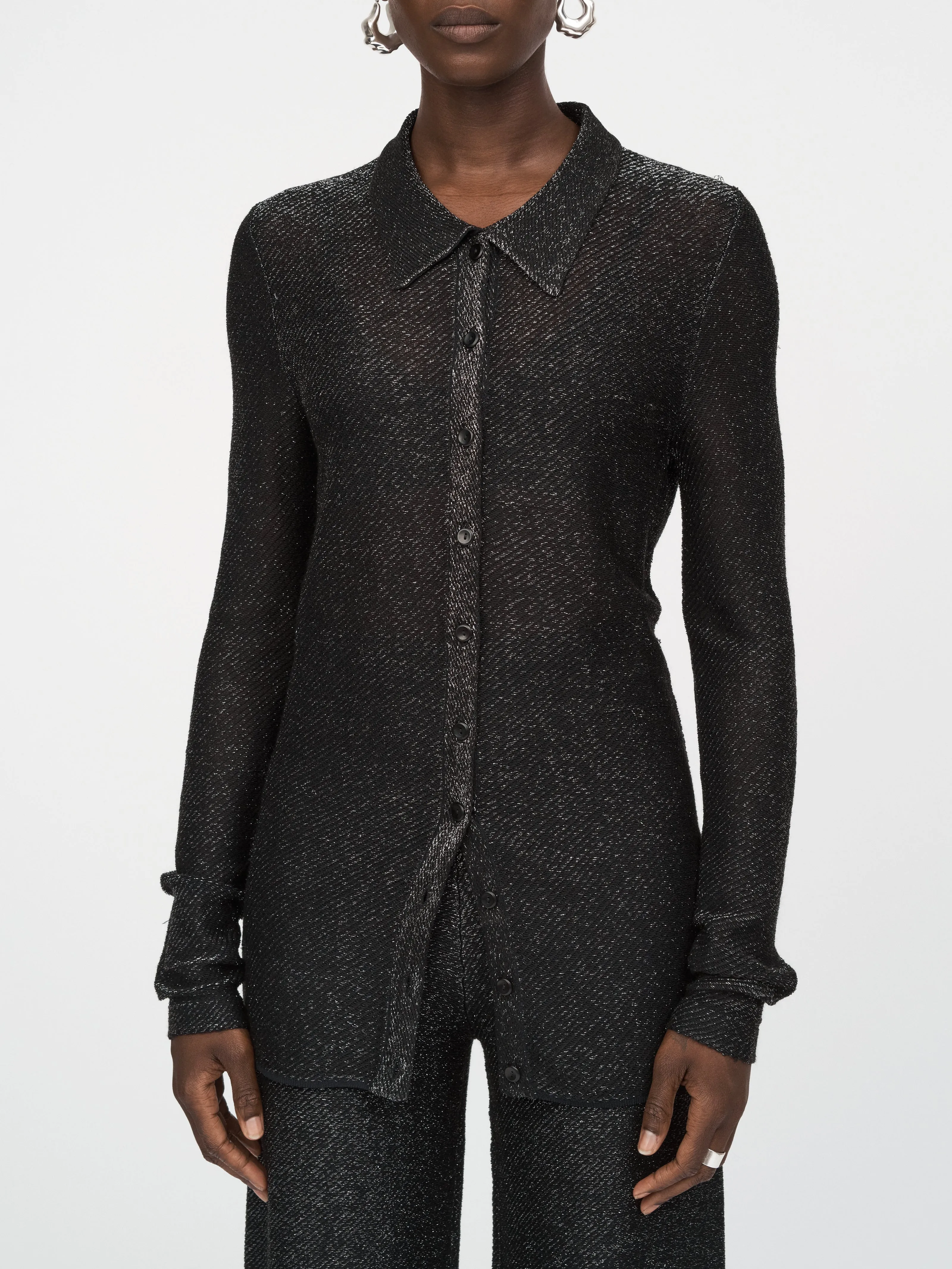 Metallic Shirt in Black Metallic
