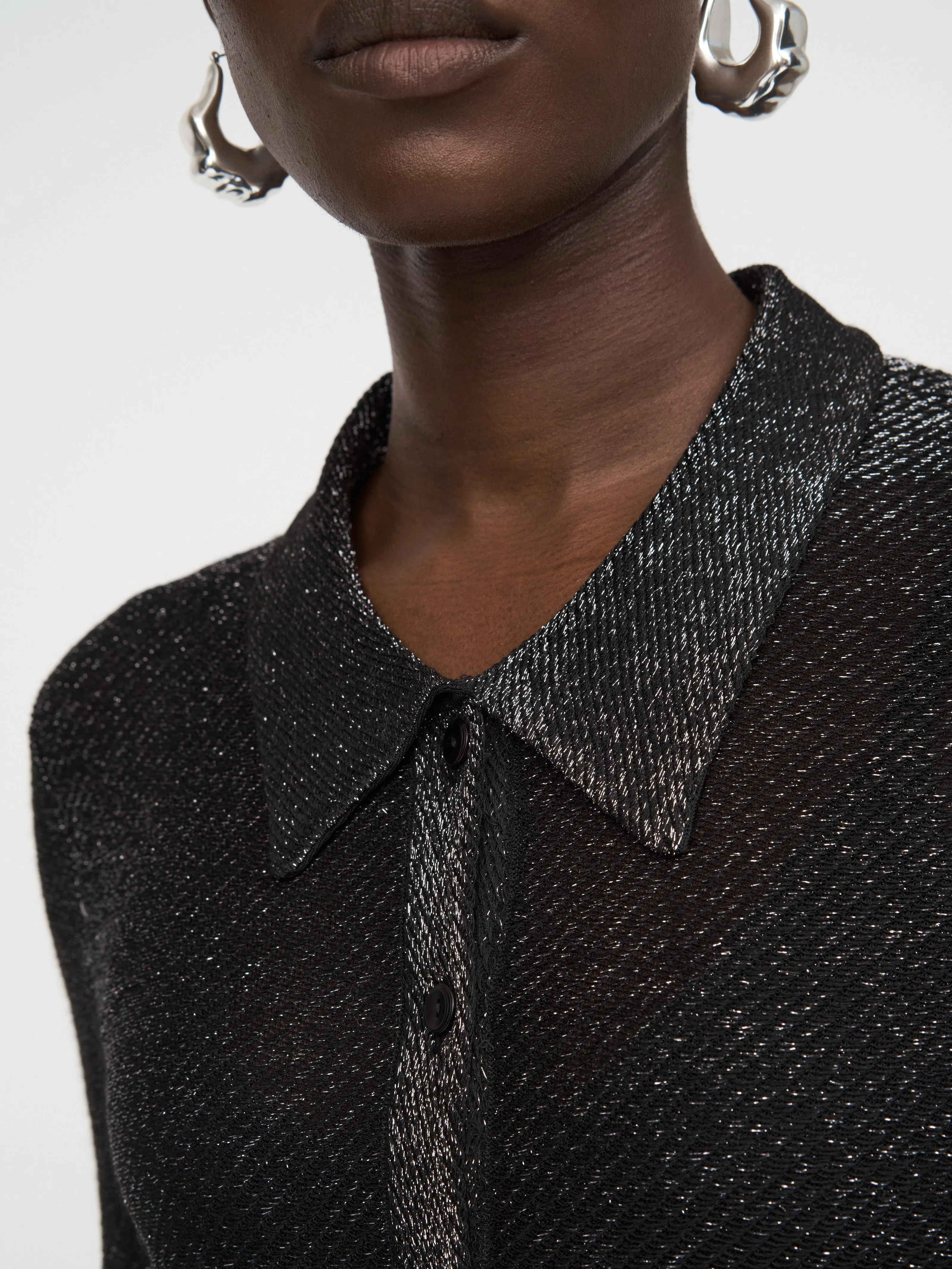 Metallic Shirt in Black Metallic