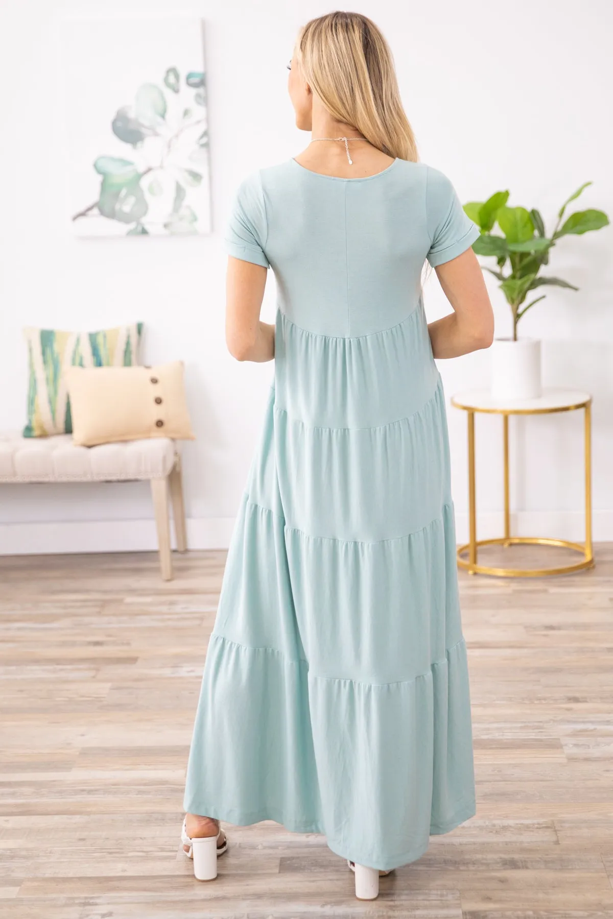 Mint Short Sleeve Maxi Dress