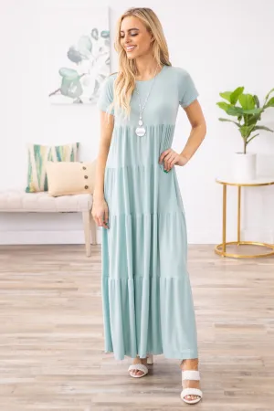 Mint Short Sleeve Maxi Dress