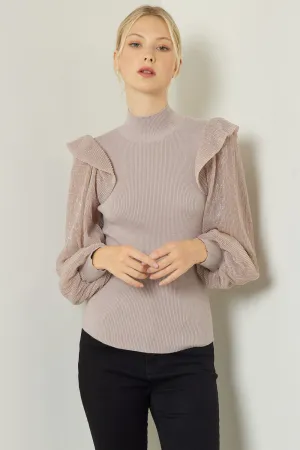 Mock neck long sleeve top