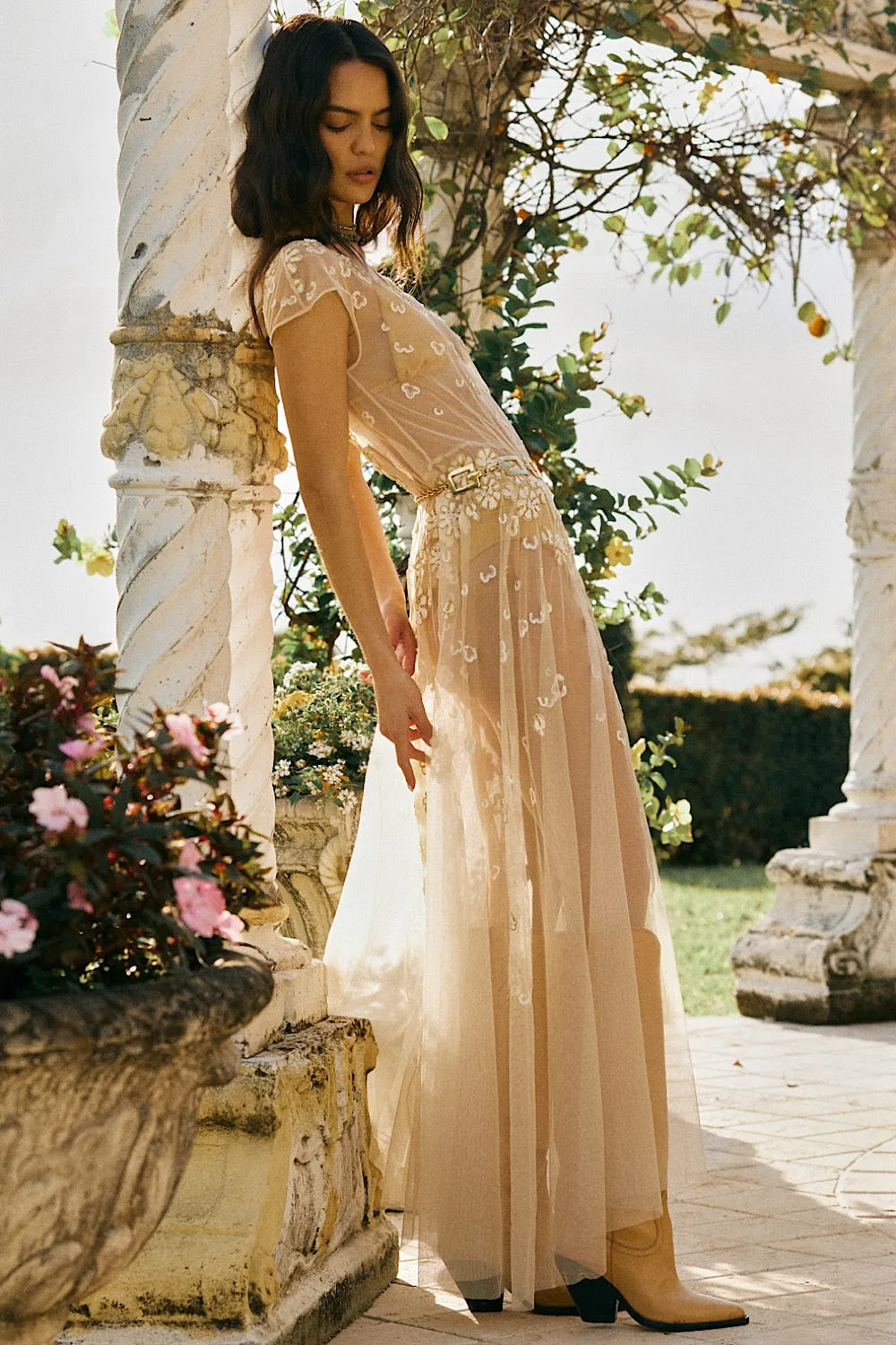 More Than This Tulle, Embroidered   Beaded Maxi Dress