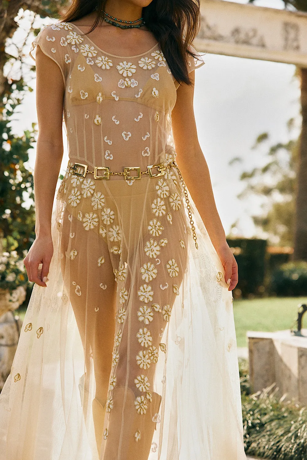 More Than This Tulle, Embroidered   Beaded Maxi Dress