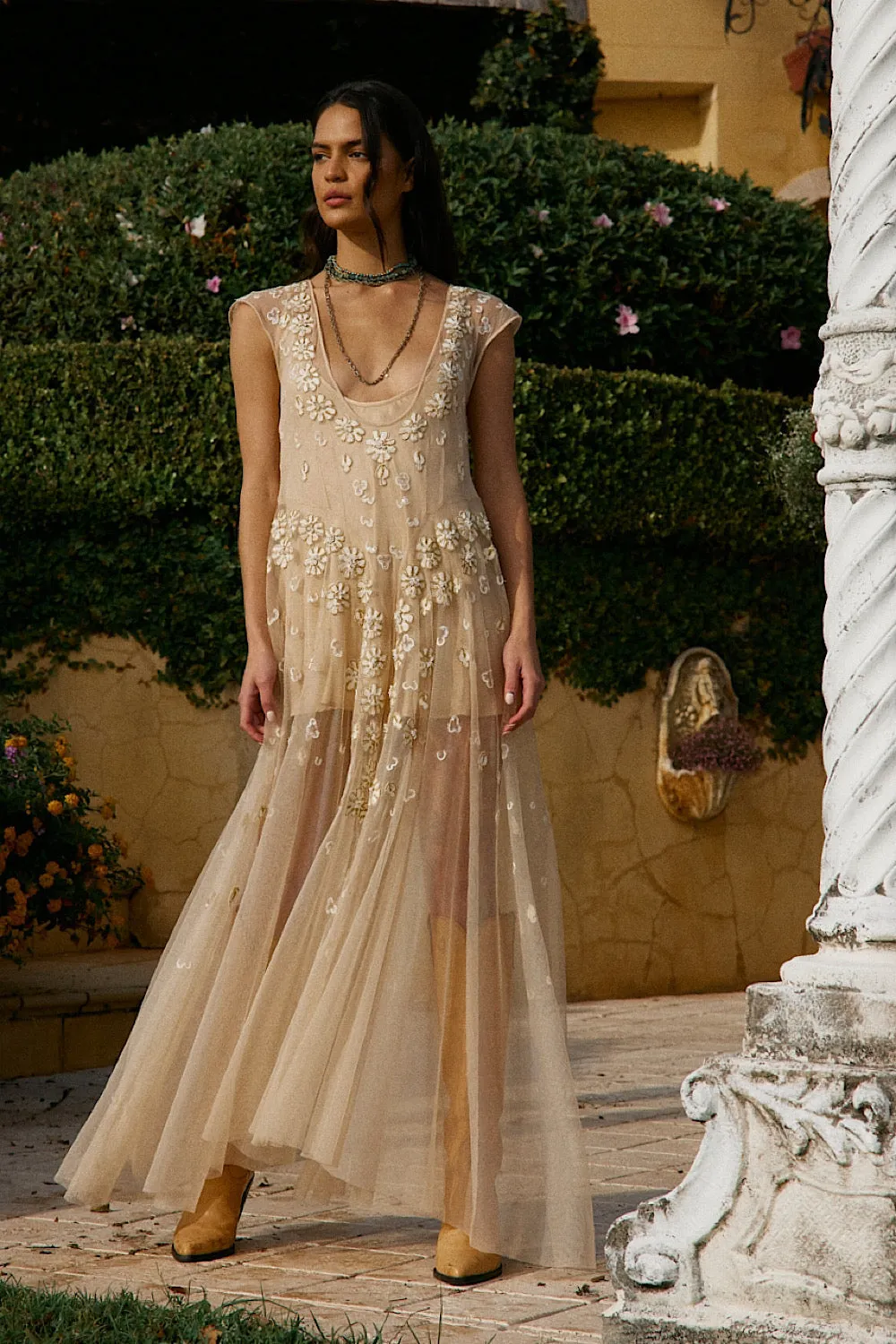 More Than This Tulle, Embroidered   Beaded Maxi Dress