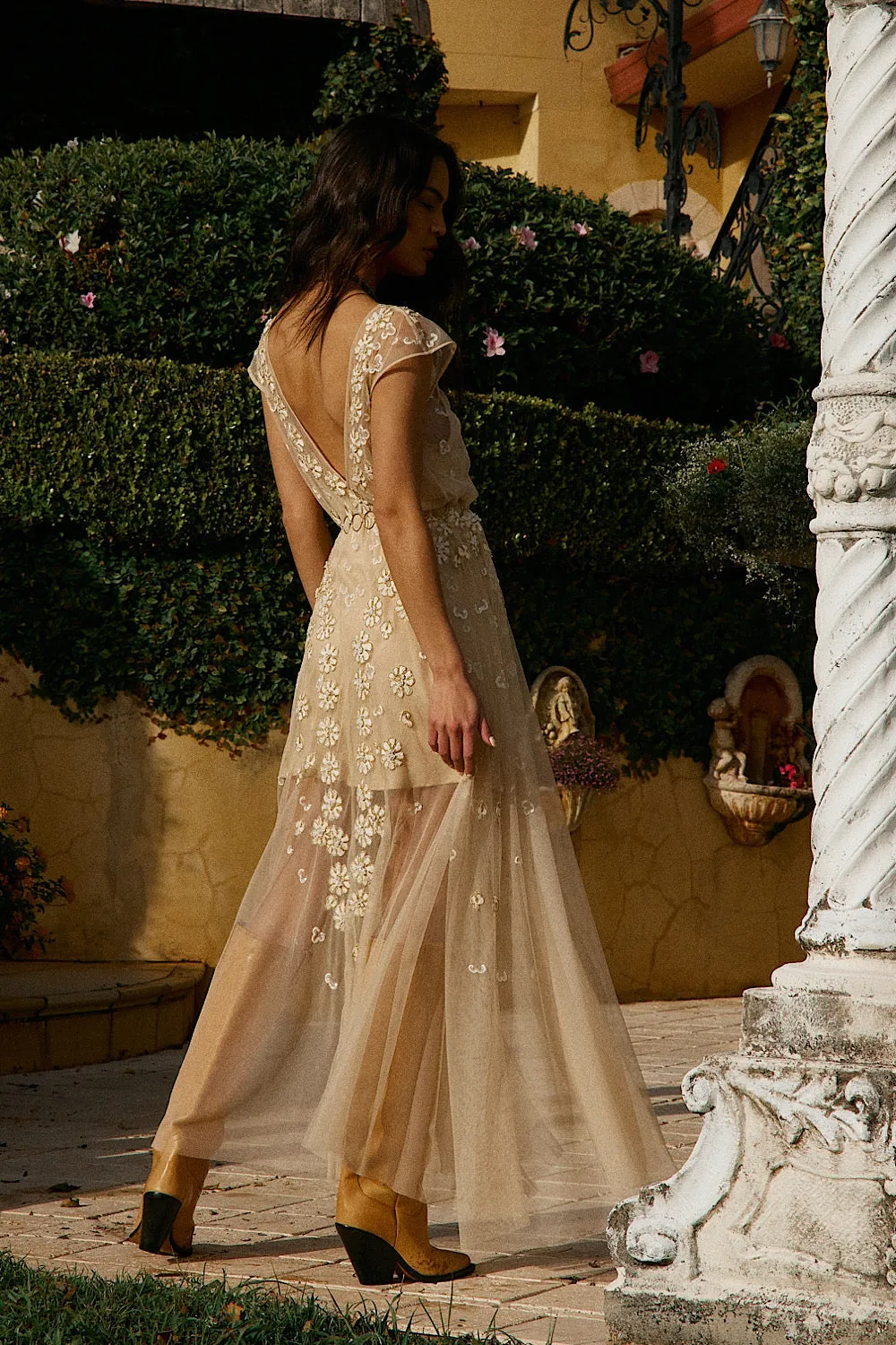 More Than This Tulle, Embroidered   Beaded Maxi Dress