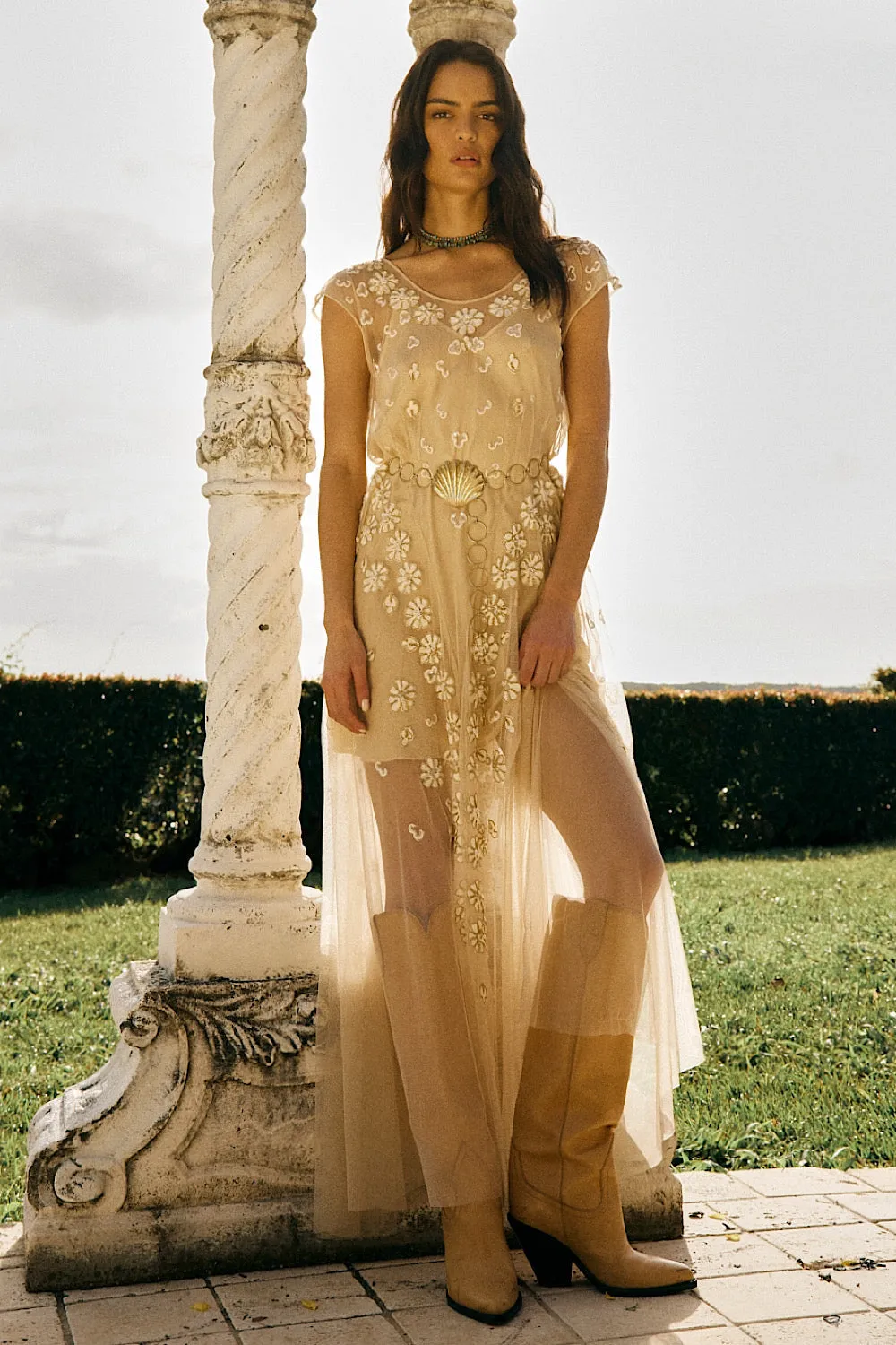 More Than This Tulle, Embroidered   Beaded Maxi Dress