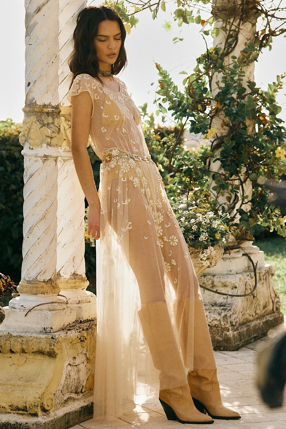 More Than This Tulle, Embroidered   Beaded Maxi Dress