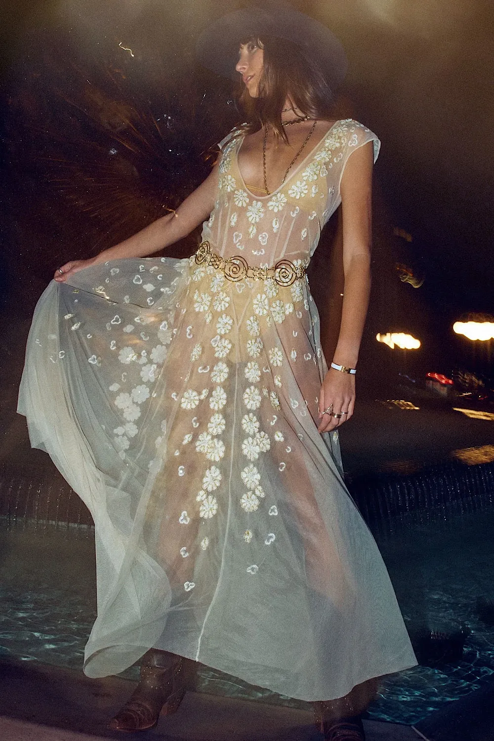 More Than This Tulle, Embroidered   Beaded Maxi Dress