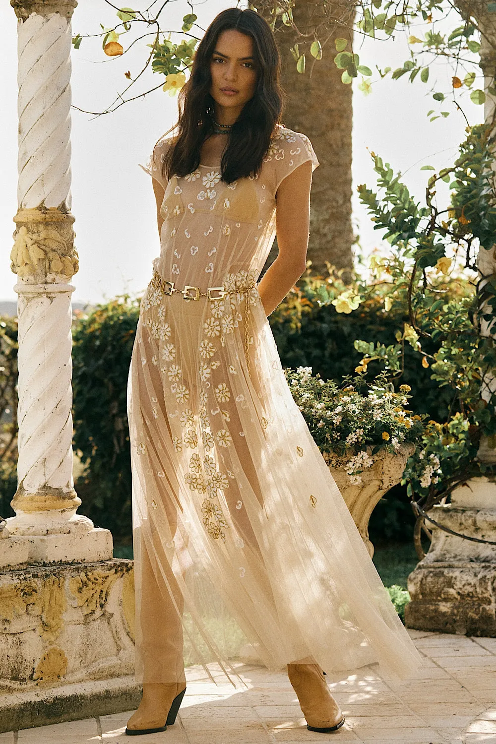 More Than This Tulle, Embroidered   Beaded Maxi Dress
