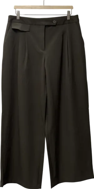 NA-KD Green Pocket Detail Mid Waist Loose Trousers W42