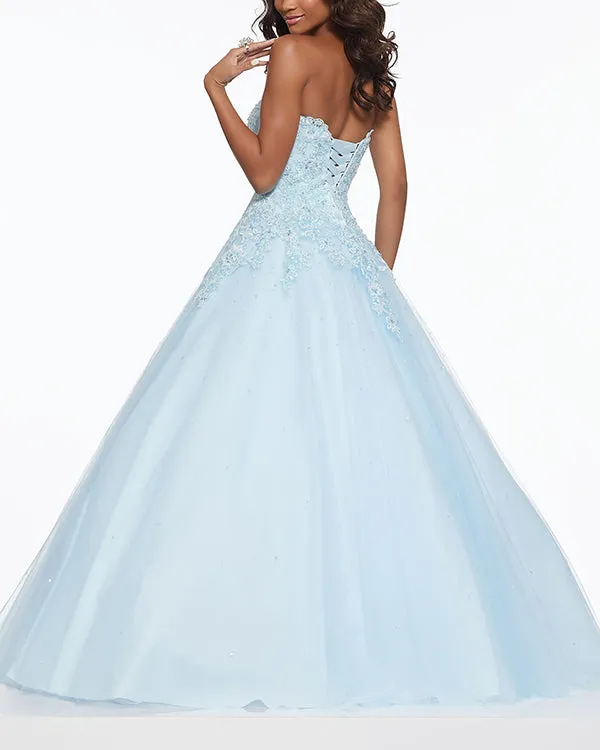New 2019 Prom Dresses Lace Appliques Strapless Tulle Skirt Prom Gowns Corset Back