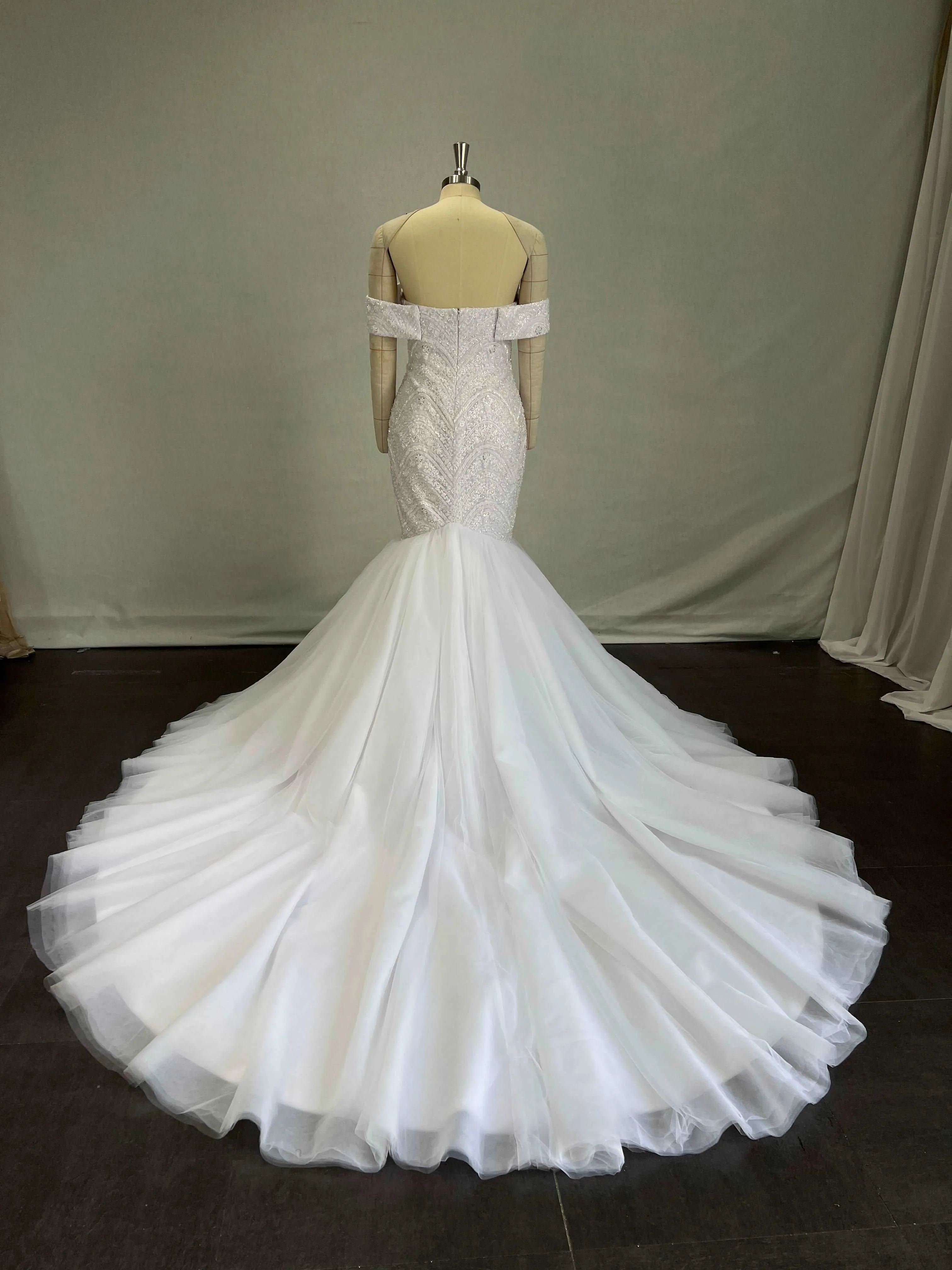 Off Shoulder Beaded Mermaid Wedding Dress | Kimberley