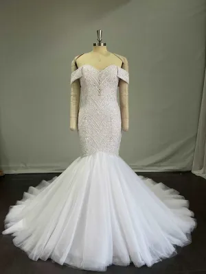 Off Shoulder Beaded Mermaid Wedding Dress | Kimberley