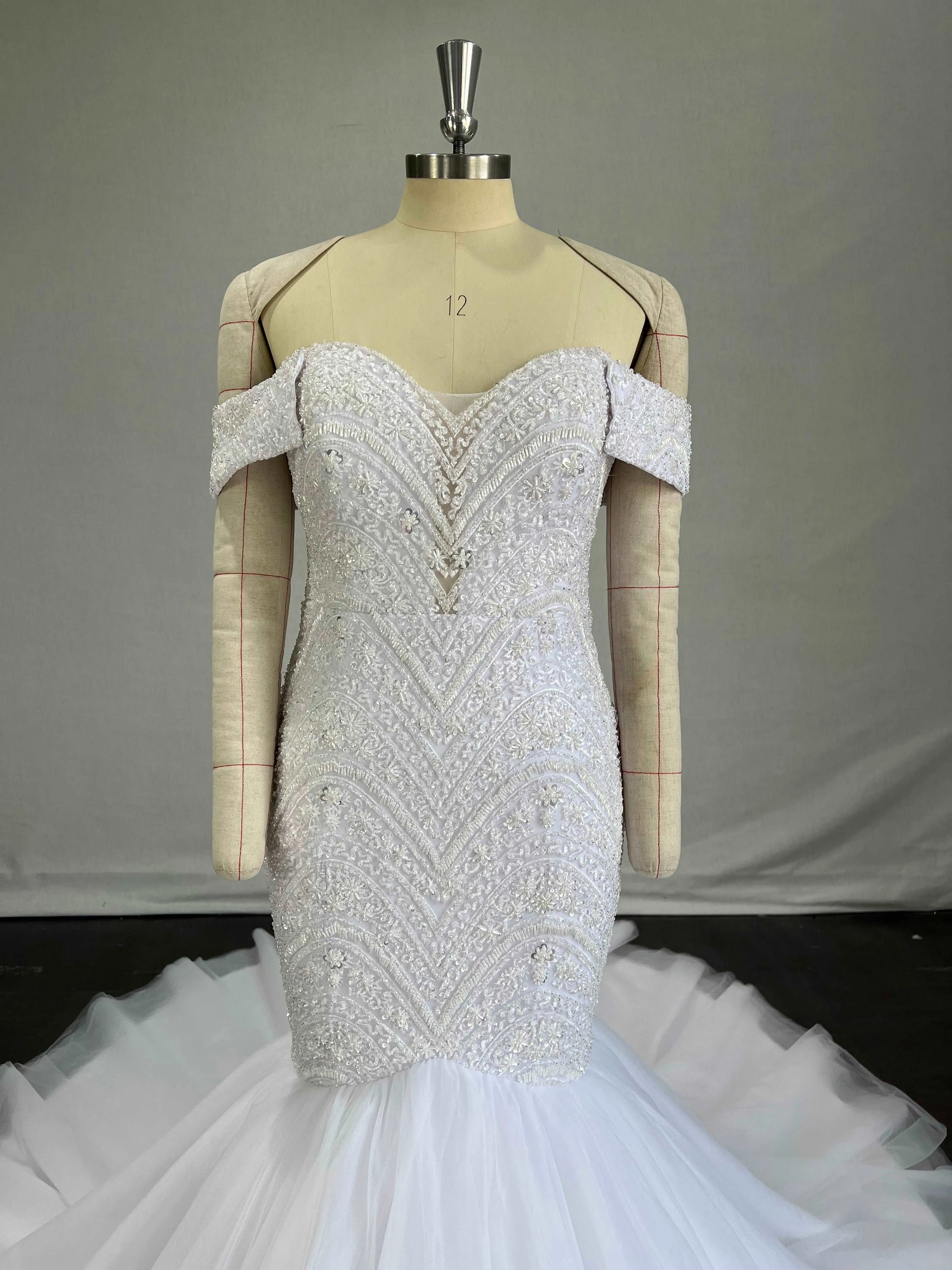 Off Shoulder Beaded Mermaid Wedding Dress | Kimberley