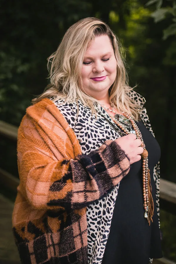 Off White Animal Print Collared Top with Front Pocket