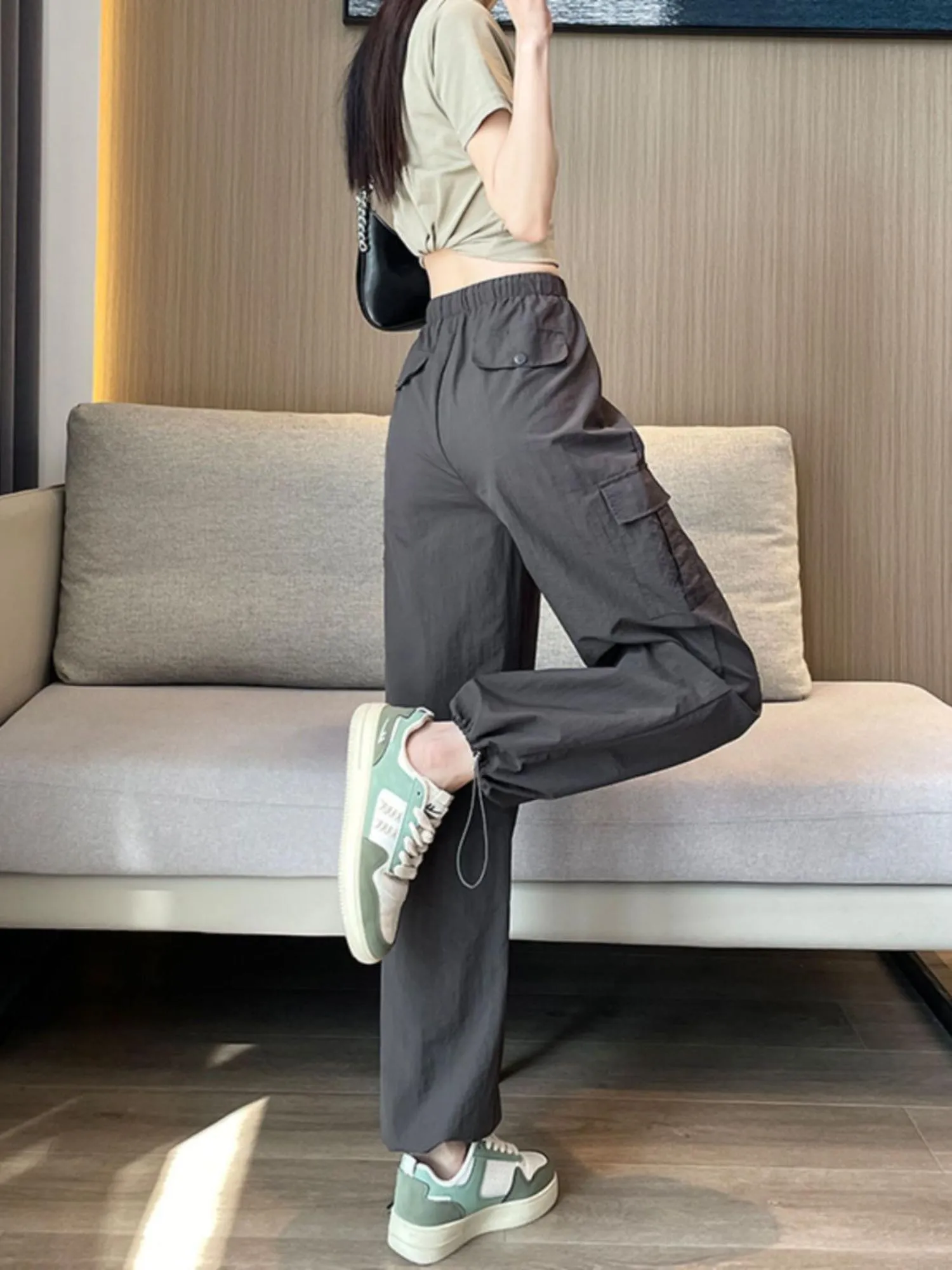 Olive Drawstring Cargo Pants