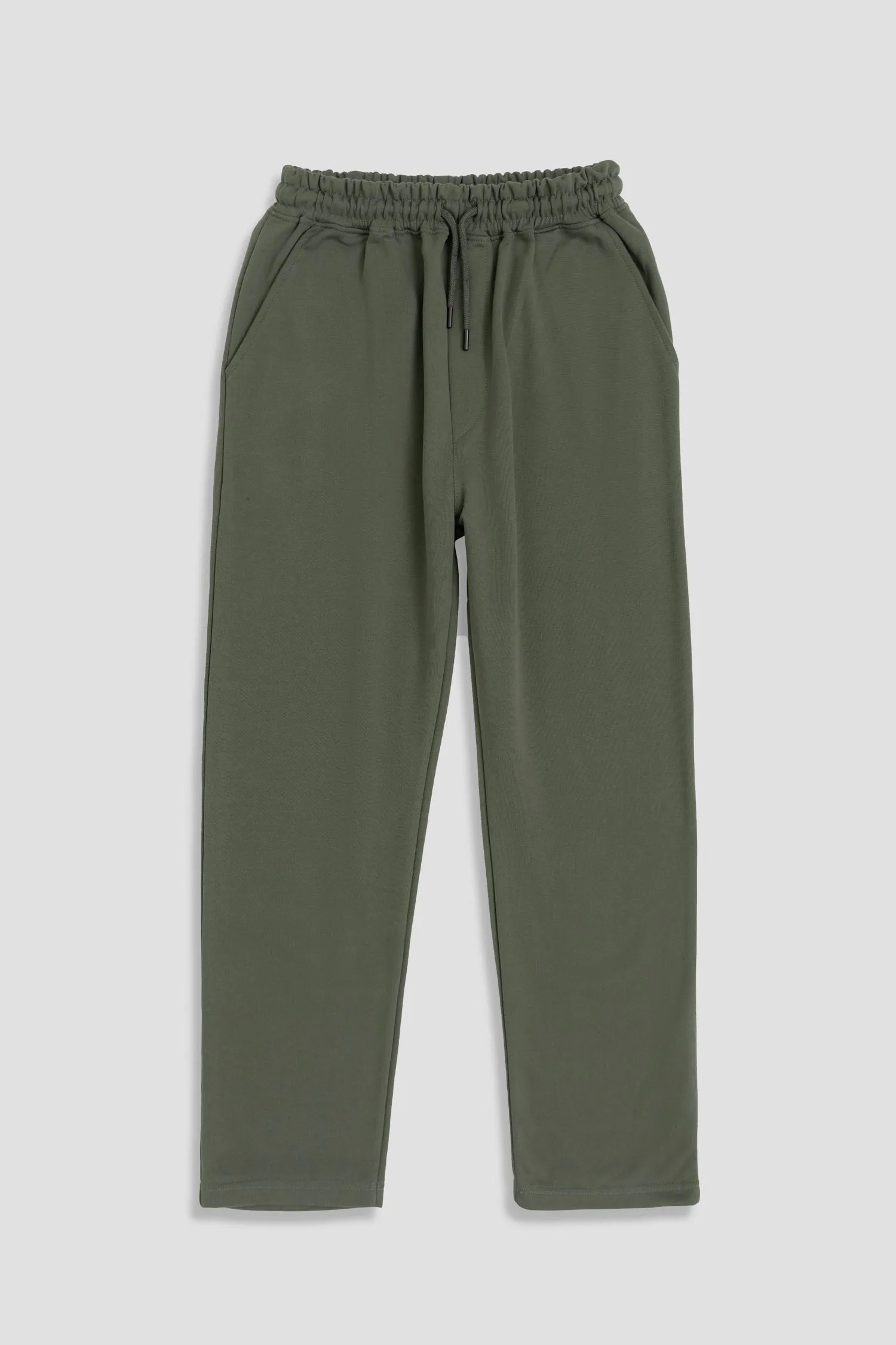 OLIVE GREEN COMFORT FIT KNITTED PANTS